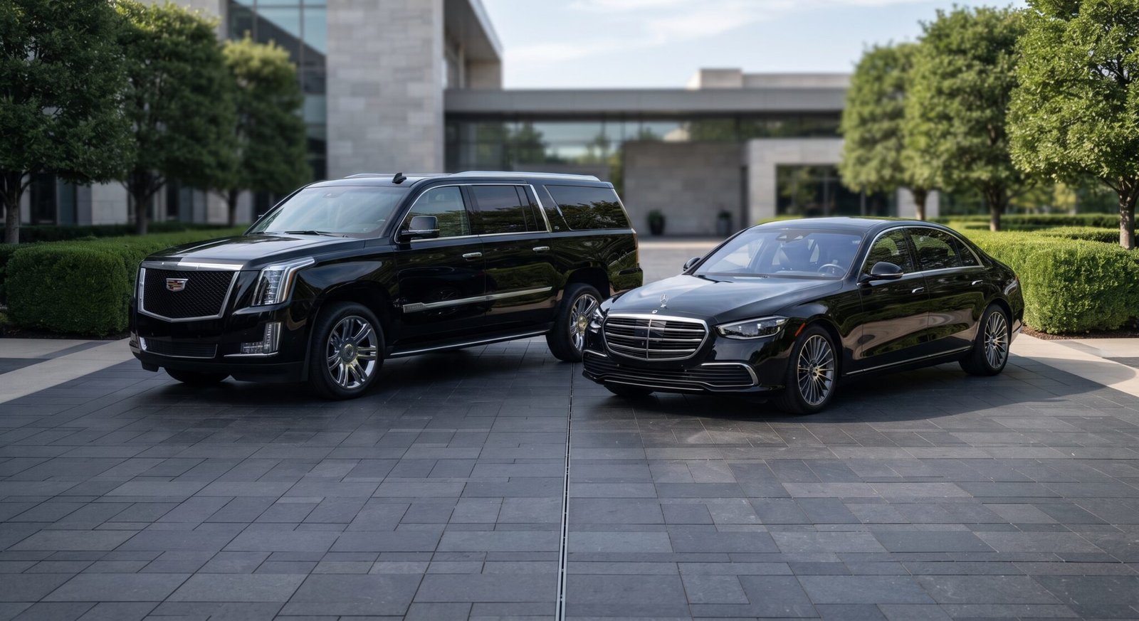 Executive fleet lineup including Cadillac Escalade ESVs and luxury sedans for Toronto Pearson airport transfers