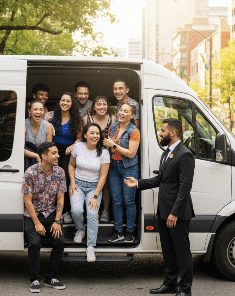 Certified Mercedes Sprinter Van for LGBTQ group transportation to Toronto Pride Parade