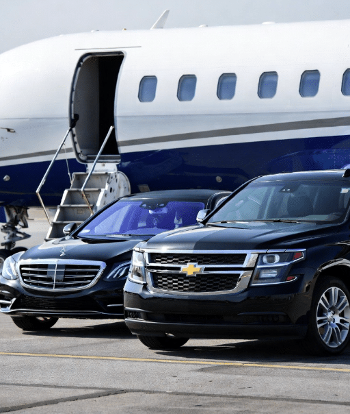 Private jet Toronto FBO with a luxury car parked airside for immediate boarding.