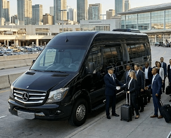 Large group in Toronto arriving at a downtown event venue
