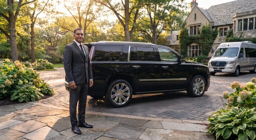 Professional licensed chauffeur providing private executive transportation in The Kingsway Etobicoke