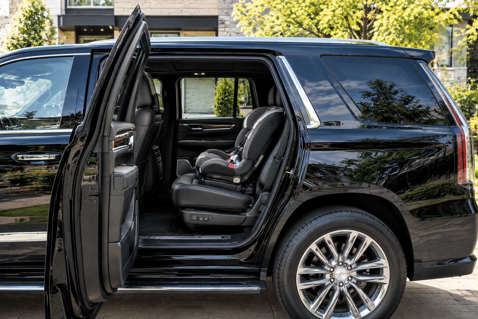 Certified child safety seat installed in luxury vehicle for Oakville family